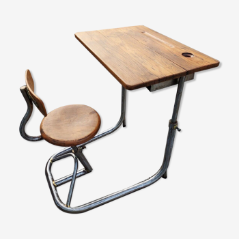 Vintage school desk in iron and wood