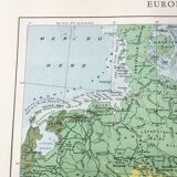 Old map Northern Europe Germany Poland Denmark 43x43cm from 1950