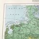 Carte ancienne Europe du Nord Allemagne Pologne Danemark  43x43cm de 1950