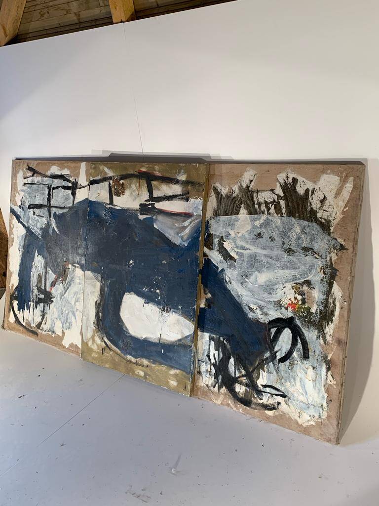 Triptych painting by Jean Dessaigne (1989): Blue mouse