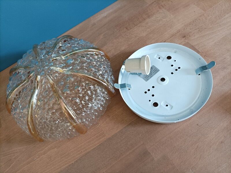 Ceiling lamp wall molded glass bubble smoked metal base dpm 0523091