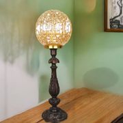 Large wooden table lamp with Glass lampshade