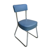 Chaise de bureau ronéo des années 60, skaï gris bleu