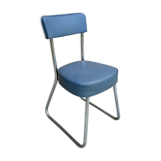 Ronéo office chair from the 60s, Skaï grey blue