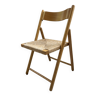 Beech and straw folding chair from the 80s