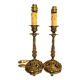 Pair of candlesticks mounted in late nineteenth century bronze lamp base Renaissance style