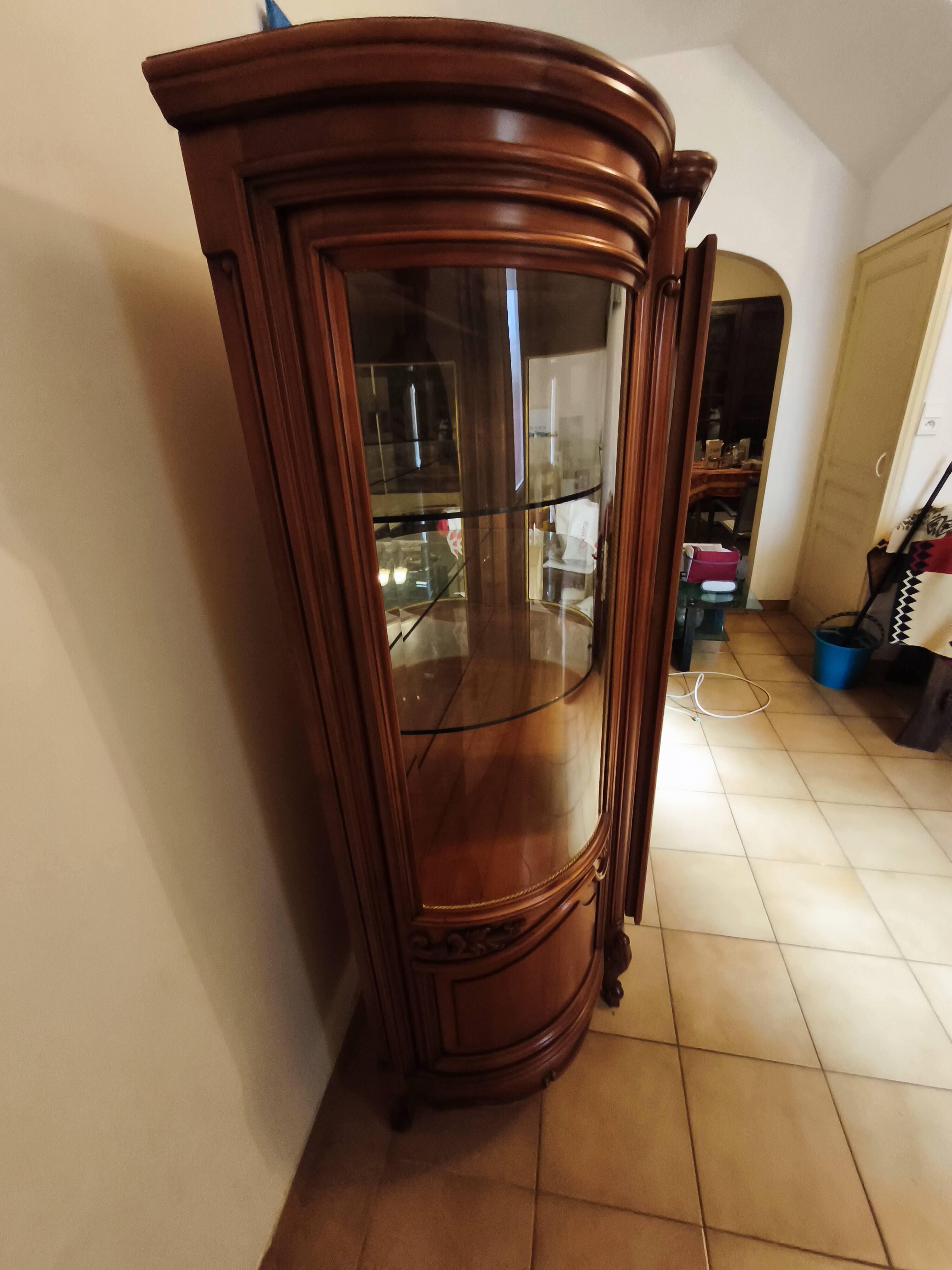 Silver cabinet, solid cherry wood display case