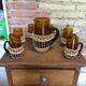 Service a orangeade verre marron et osier