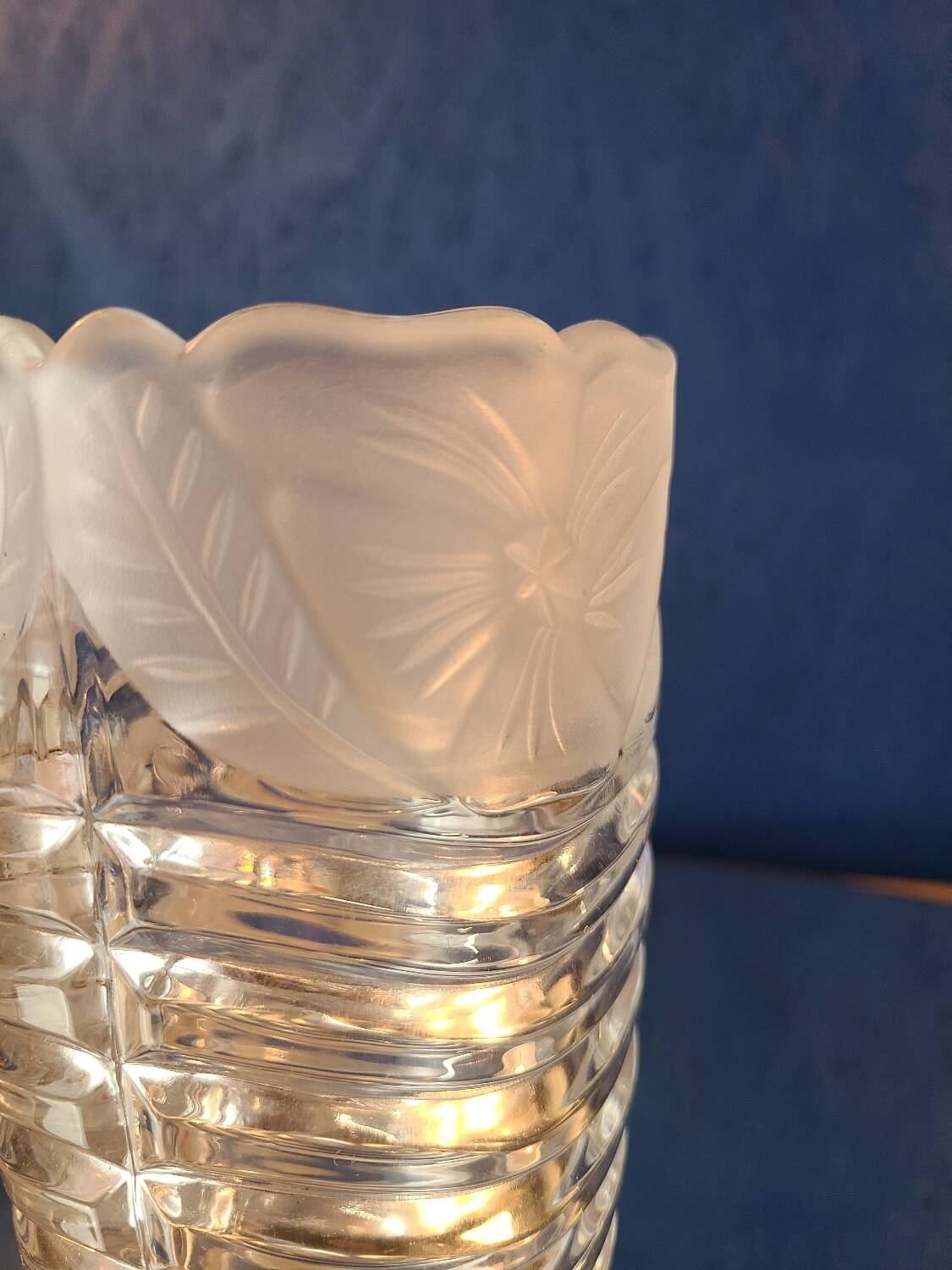 Antique crystal vase, floral pattern