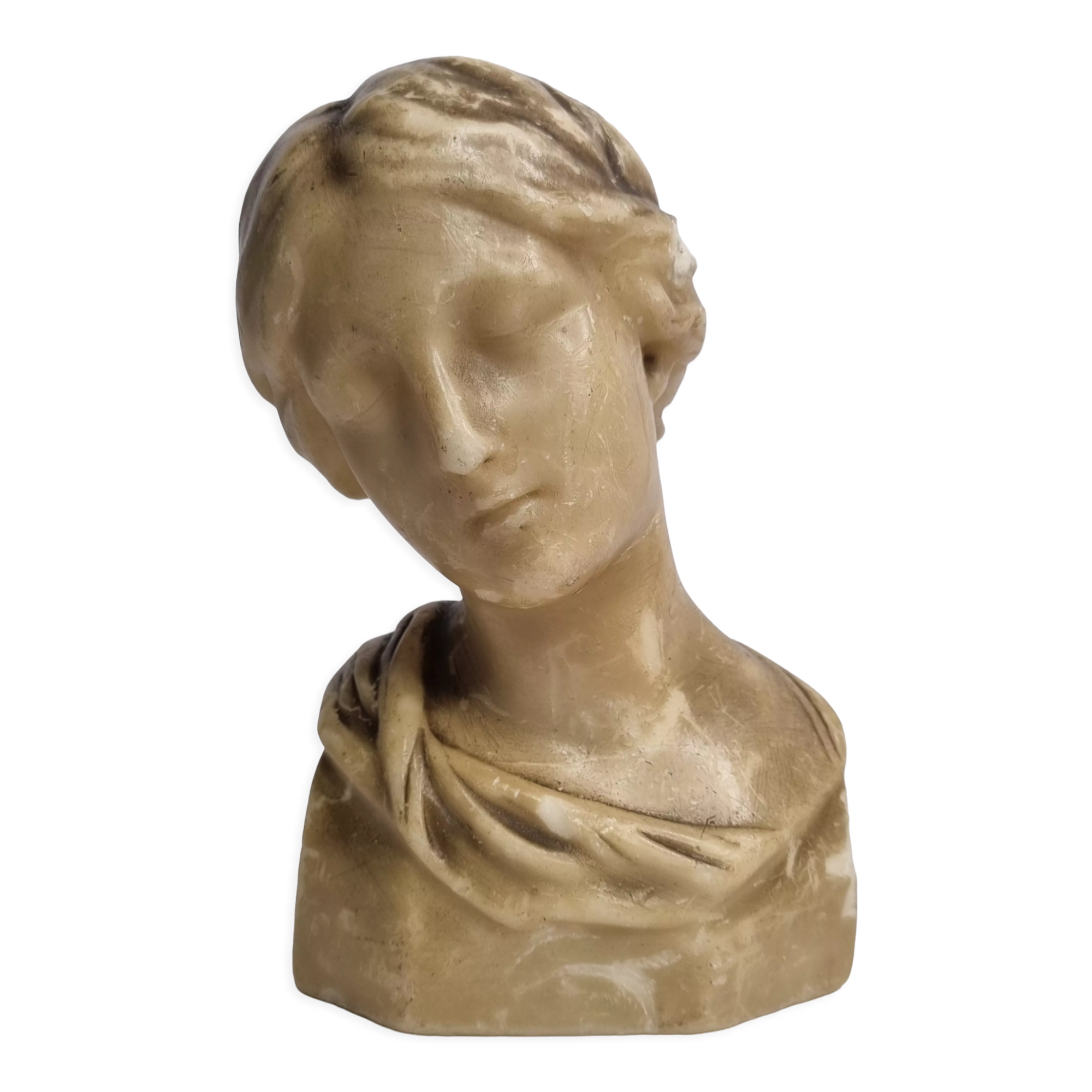 Bust of a young woman in Florentine style wax, 19 cm
