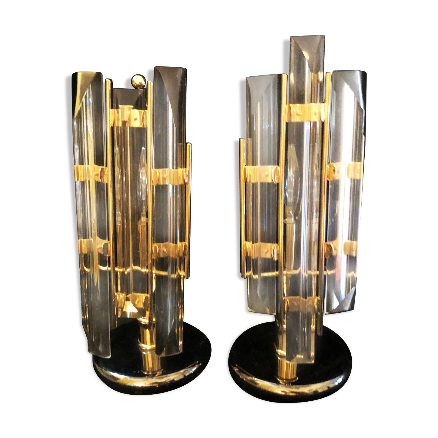 Pair of crystal lamps Venini 1980