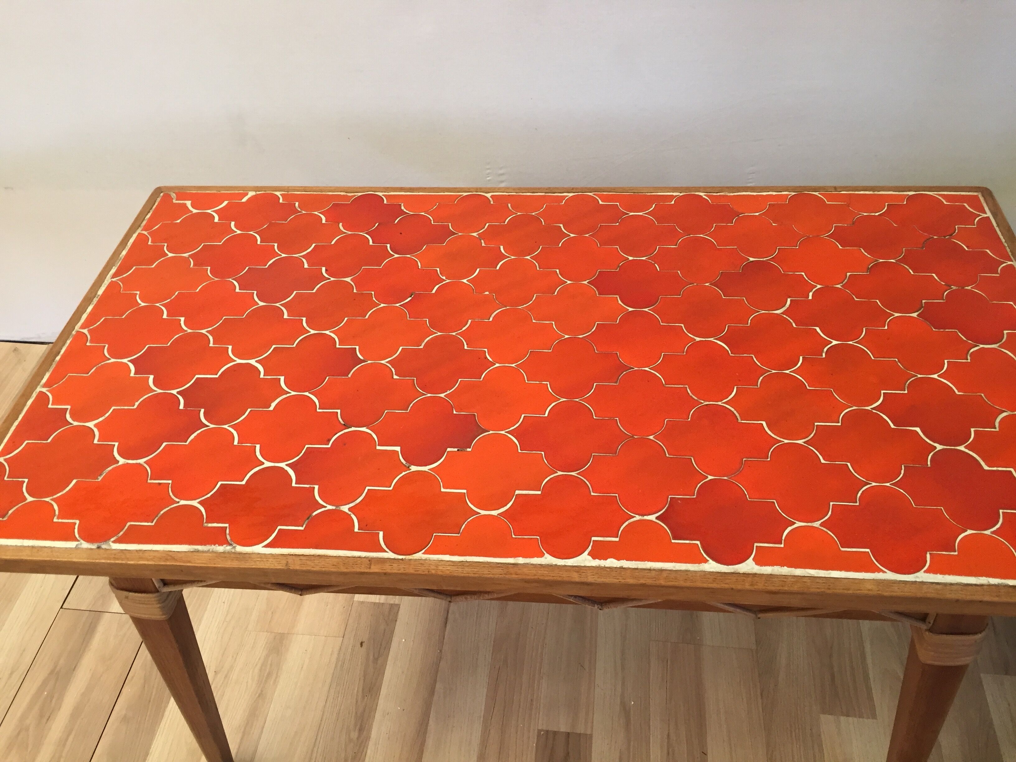 Ceramic and rattan dining table