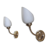 Appliques articulées en laiton et opaline - mid. XXeme