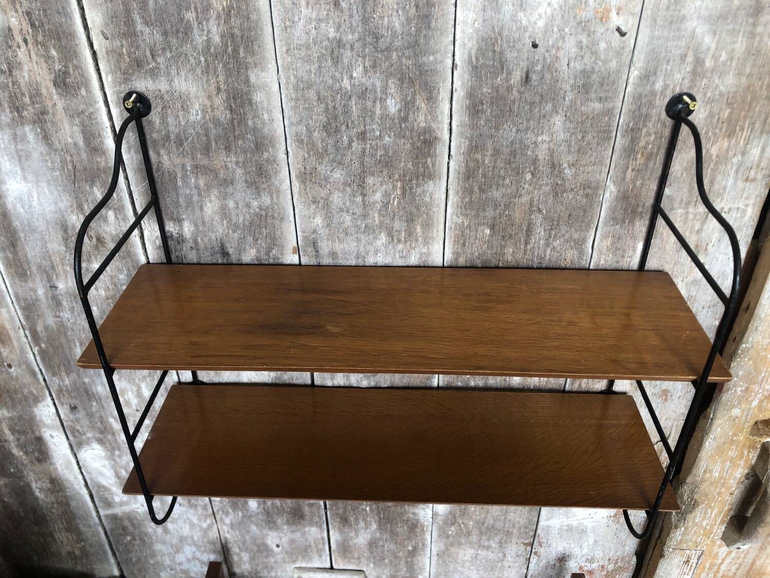 Old tomado modular wall shelf black metal + vintage wood