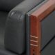 Timeless 3-seater Art Deco design sofa  upholstered in black cowhide leather