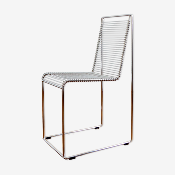 Chrome steel wire chair by Till Behrens for Schlubach 1980s ( 1 / 8 )