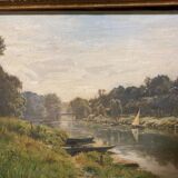 Old landscape painting signed