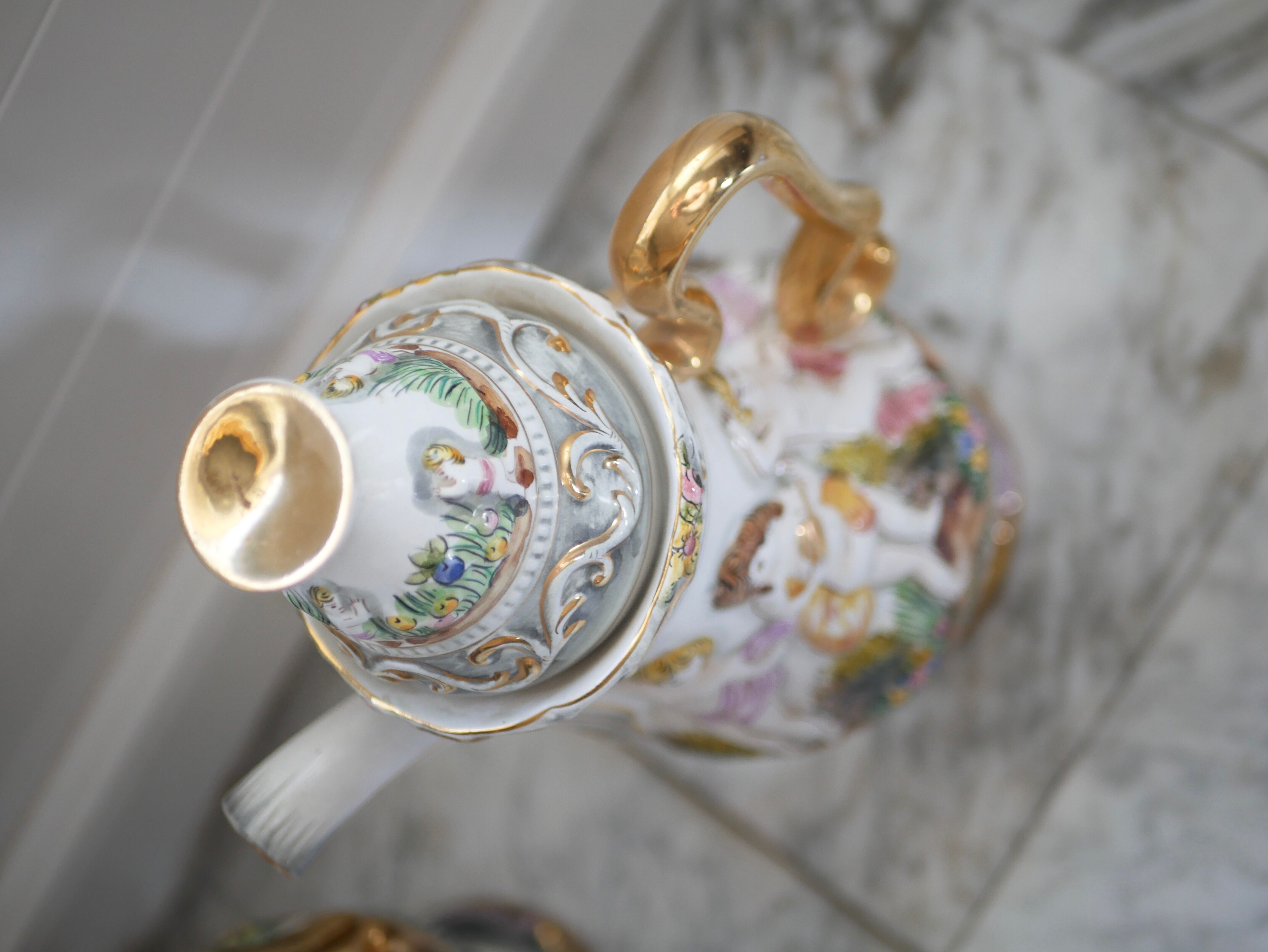 Coffee and sugar maker in Portuguese porcelain Alcobaca
