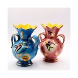 Pair of authentic Monaco Ceroc vases in blue ceramic