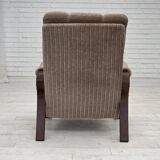 1970s, pair of Danish armchairs, brown furniture corduroy, beech wood.