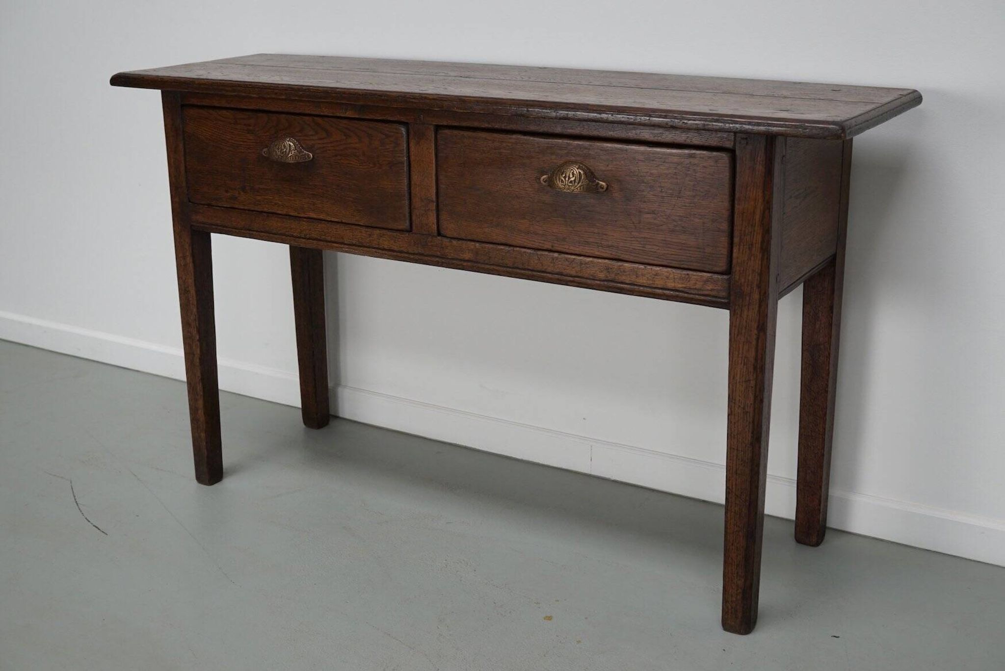 Vintage French rustic farmhouse oak side table, 1950s