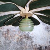 Suspension flower petals linen and rattan, vintage globe