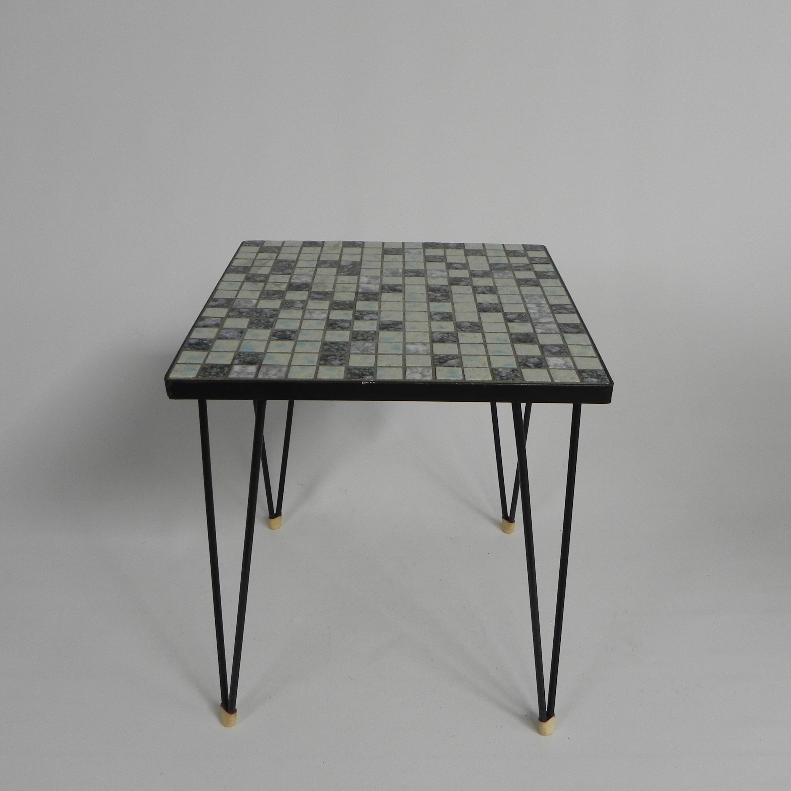 Side table with tiles, side table with 225 mini tiles, 1950s.