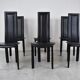 Vintage black leather dining chairs,  1980