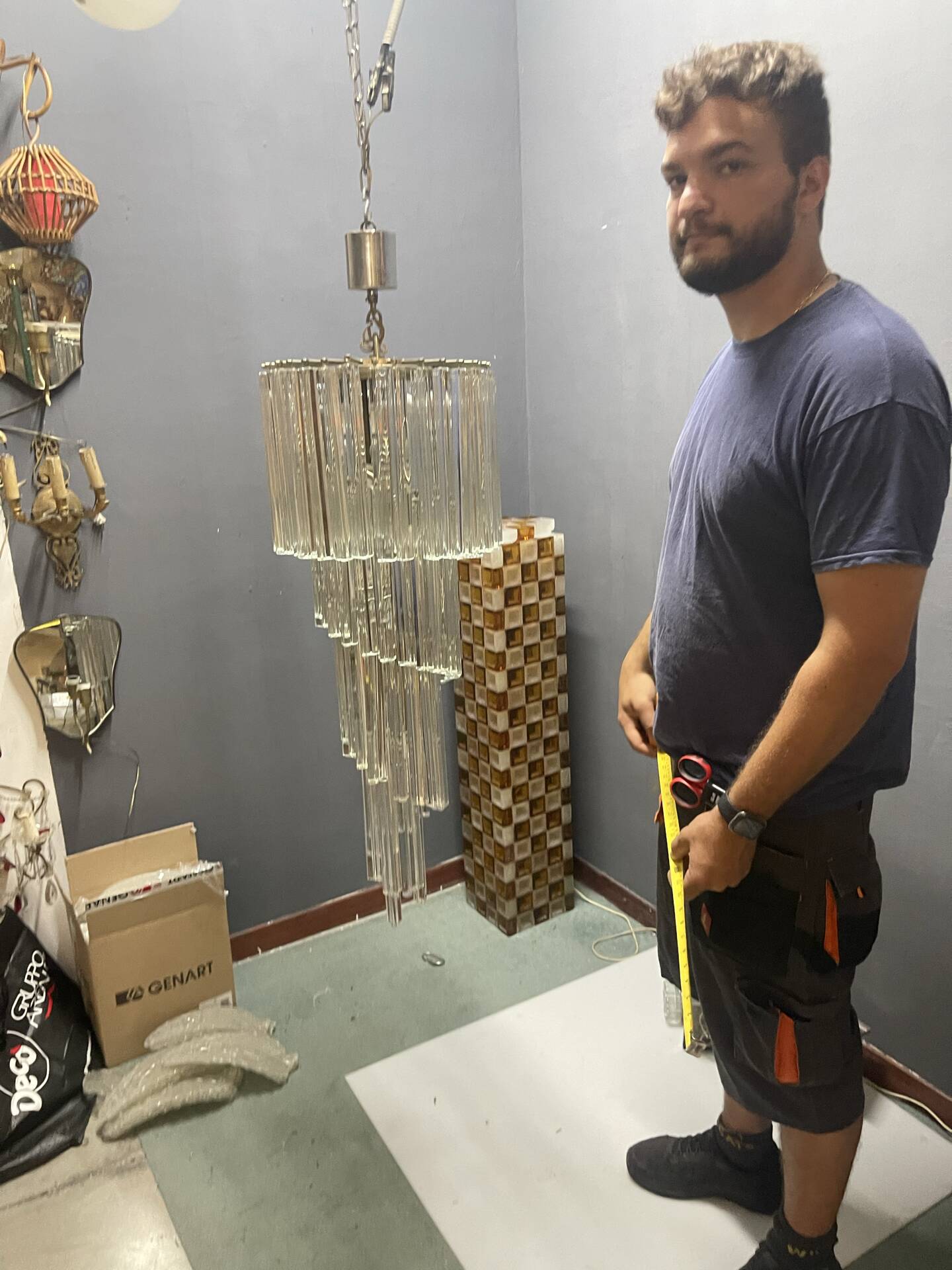 Large Murano Glass Trilobi Chandelier, Italy, 1960s
