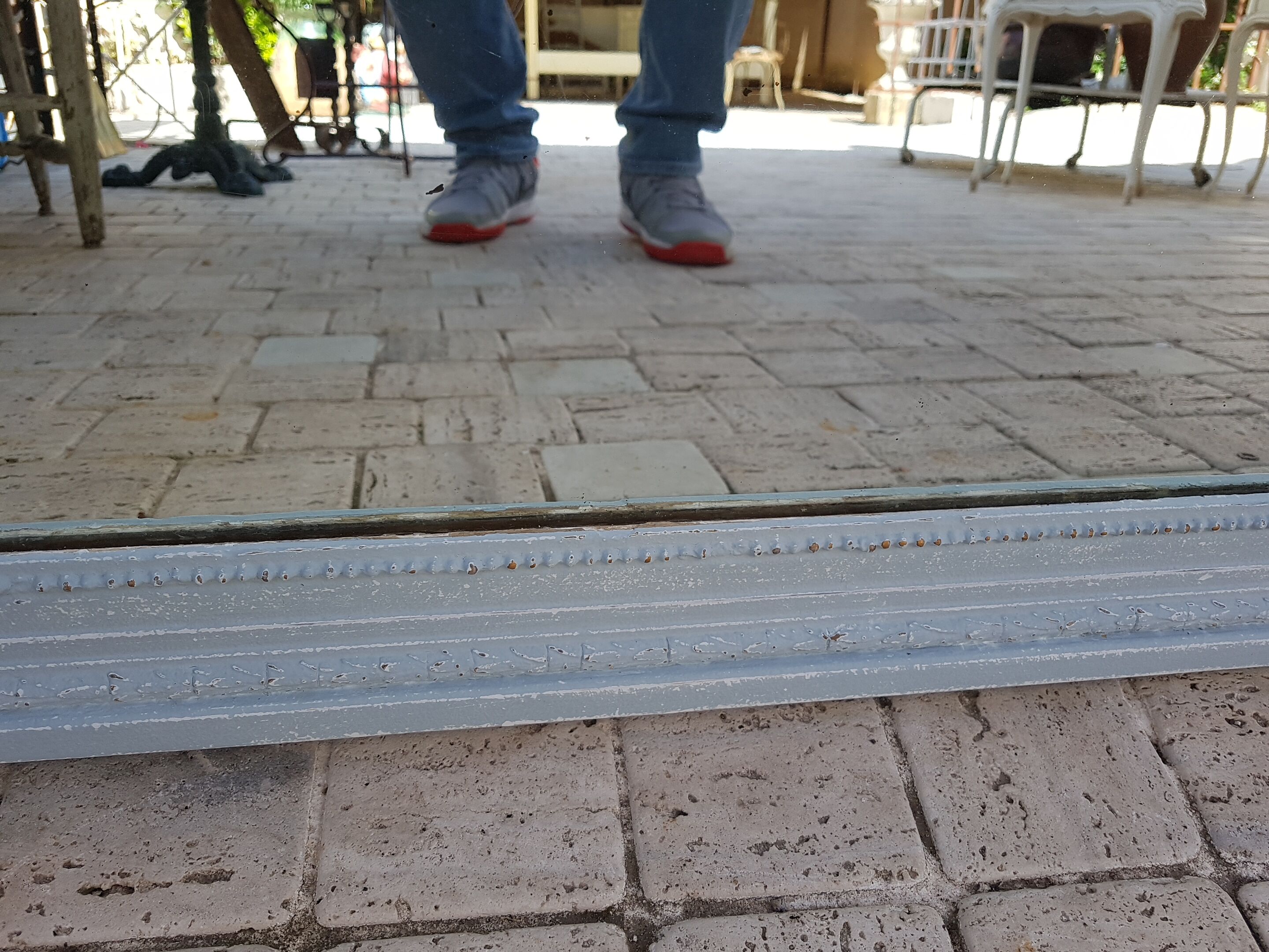 Louis xvi style trumeau painted mirror  163x84cm