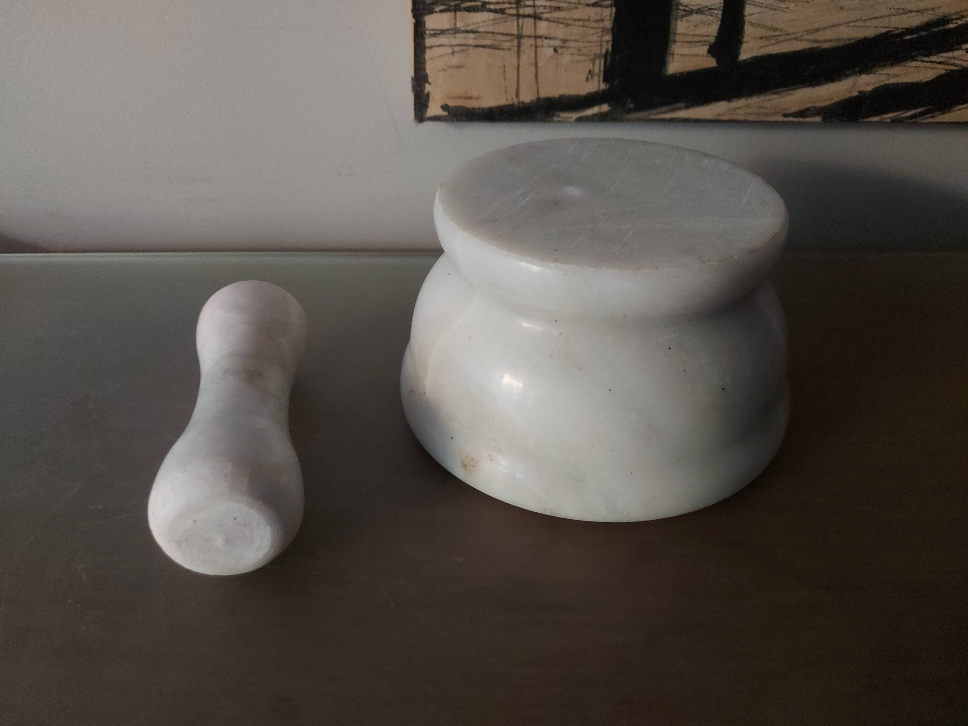 Mortar with marble pestle