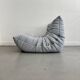 Sky blue leather armchair