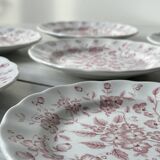 Assiettes à dessert ancienne joli motif floral rose