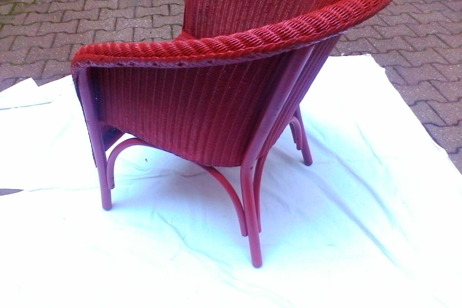 Vintage chair in red rattan