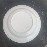 Deux plats en faience un creux et un plat a gateaux blanc et bordure jaune