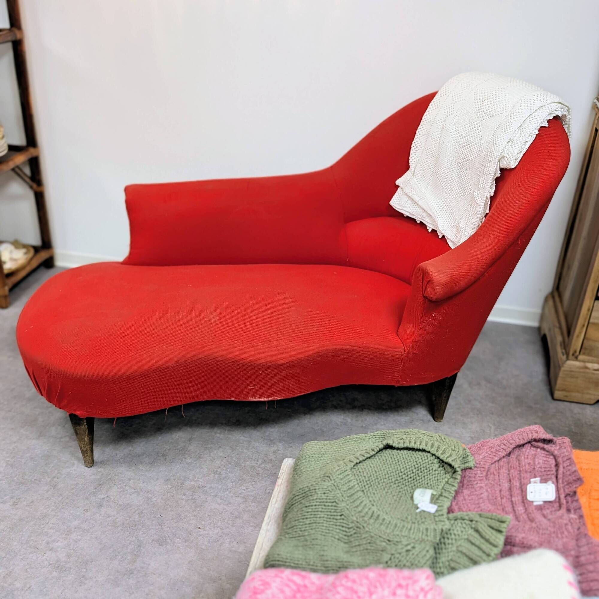 Old poppy red meridian sofa
