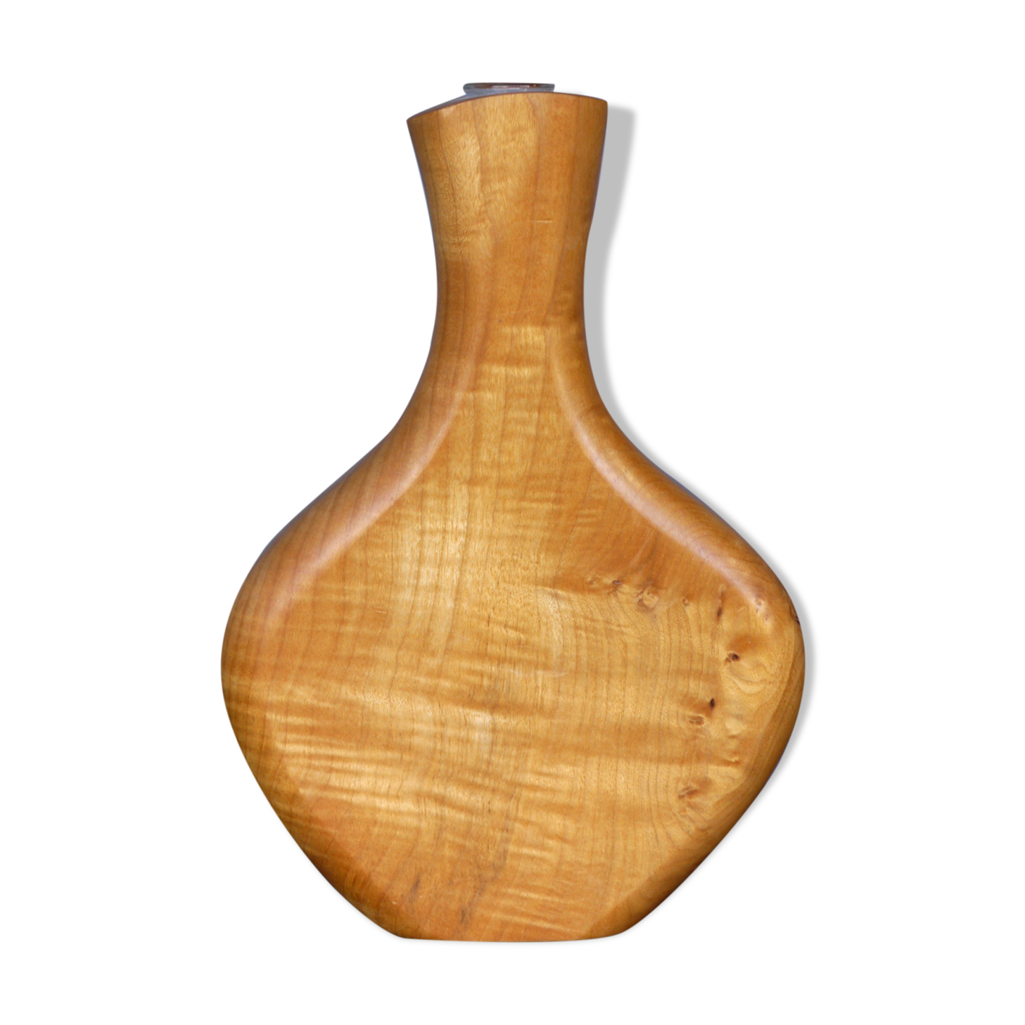 Maple Wood and Glass Sculptural Vase, 1980