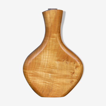 Maple Wood and Glass Sculptural Vase, 1980