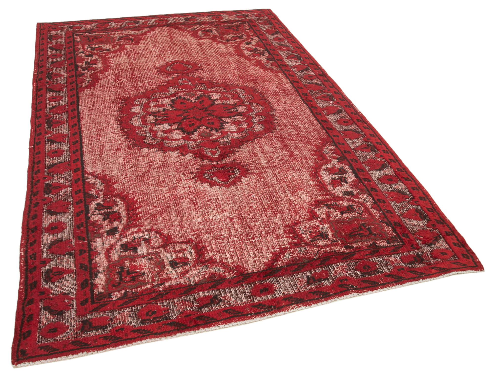 Handmade bohemian turkish 1980s 157 cm x 236 cm red carpet