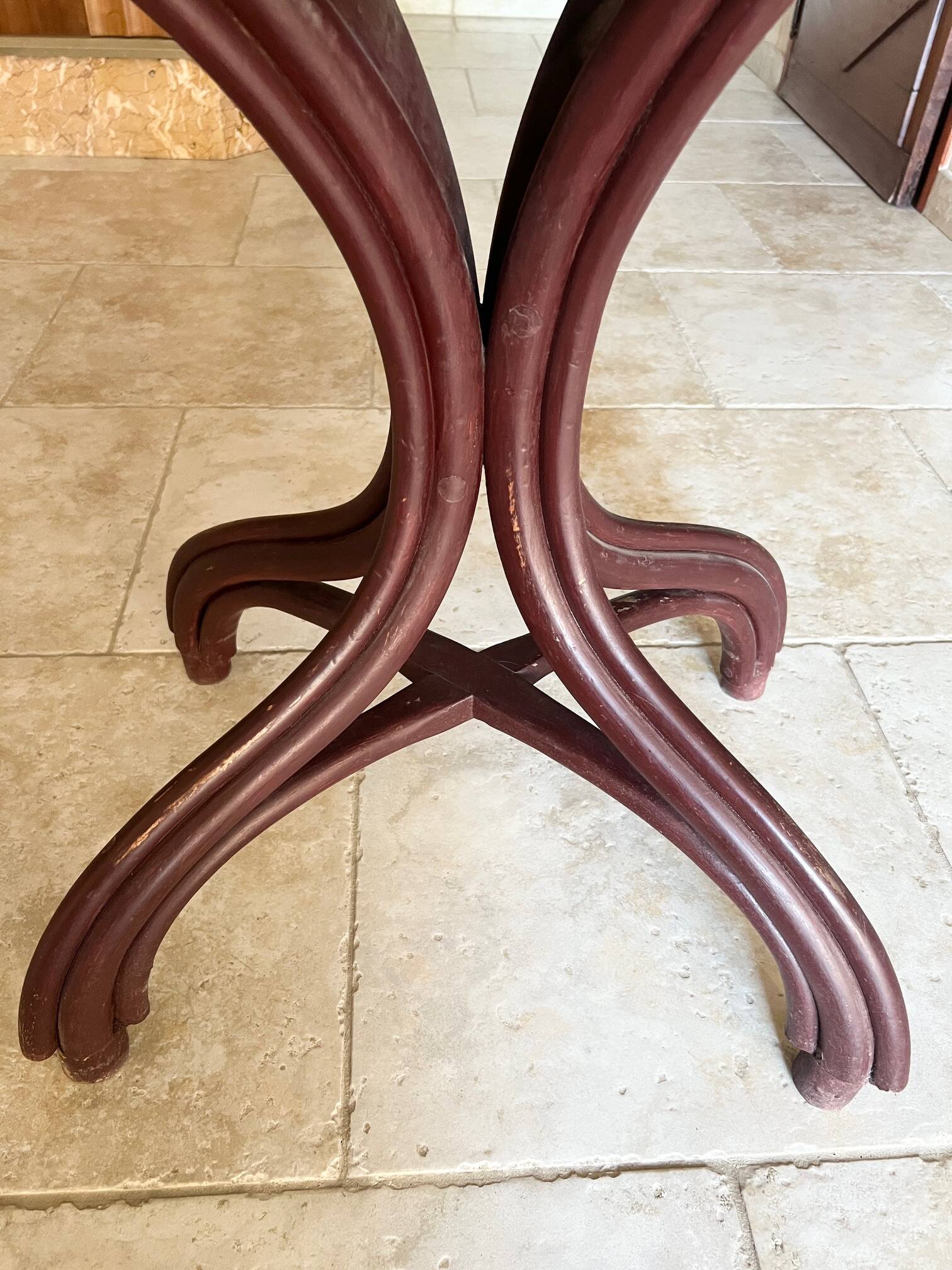 Thonet table n°8 / n°9 from 1888 Café Museum, after Adolf Loos marble top