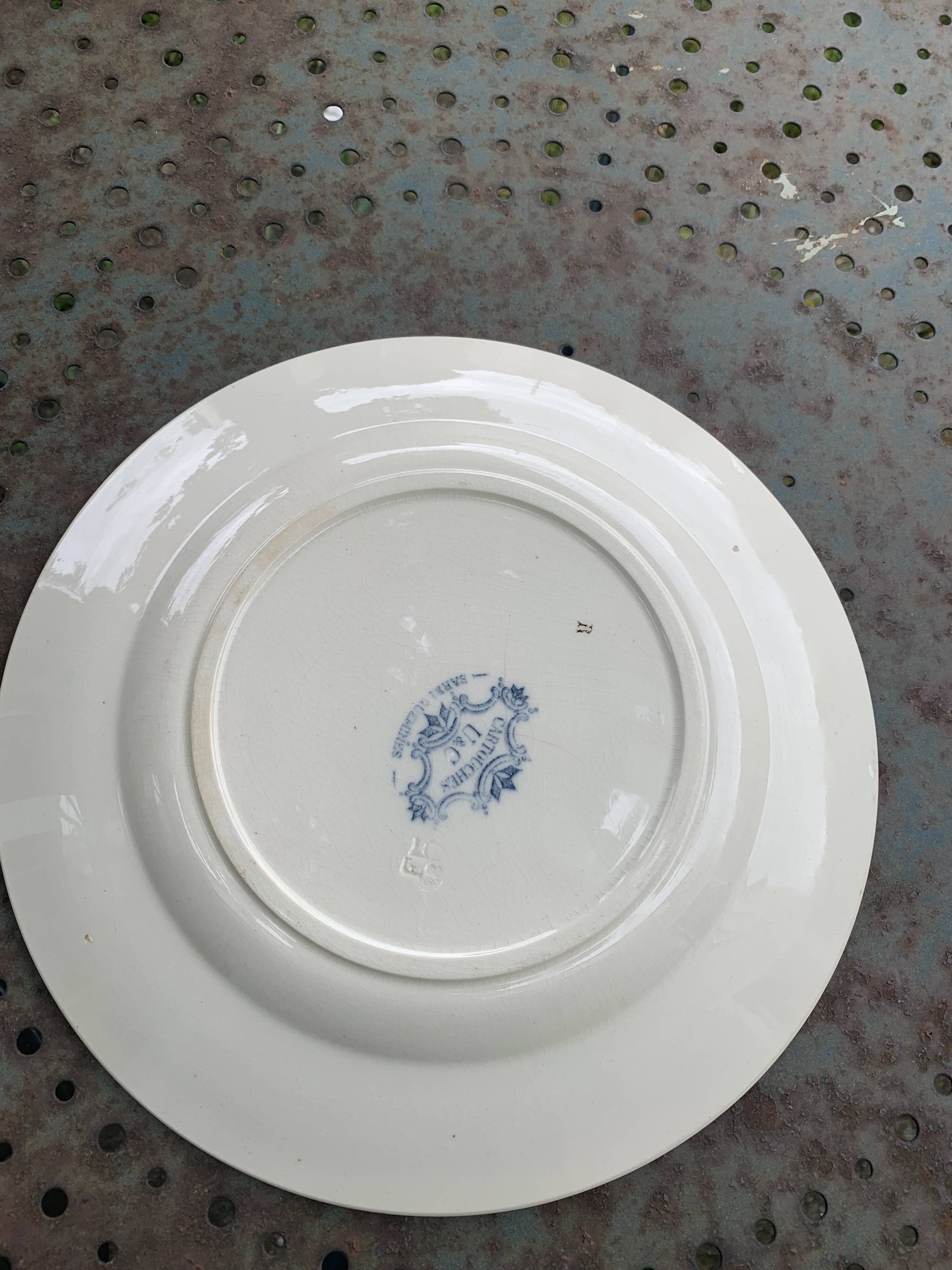 Large plate, earthenware dish, cartridge model, sarreguemines, U & C, made in France, earthenware