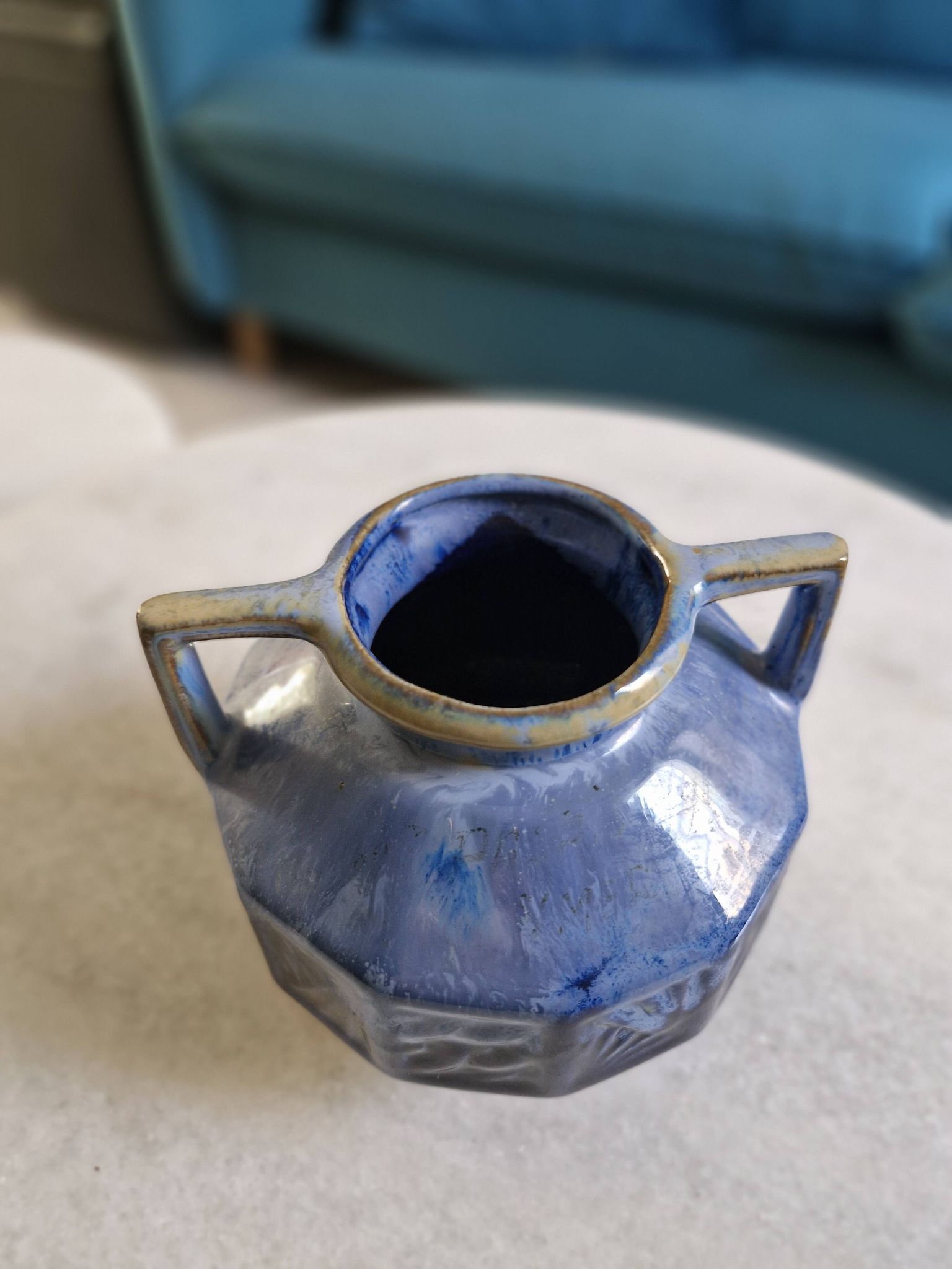 Vase art déco en grès flammé bleu – signé alpho (alphonse mouton)