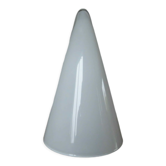 Lampe " Teepee " en verre, éditeur SCE, aspect iceberg, version blanche 1980