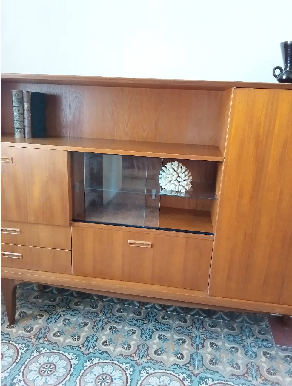 Sideboard library in Scandinavian style made of teak.