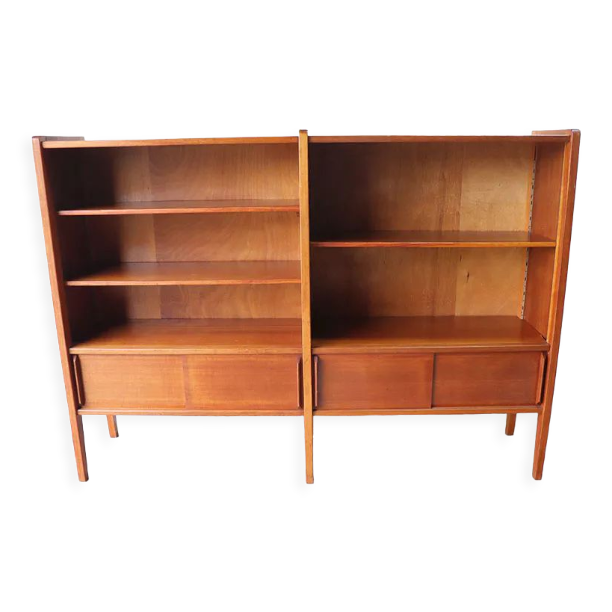 Bibliothèque avec étagères en bois 1960