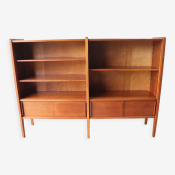 Vintage bookcase with 1960 wooden shelves