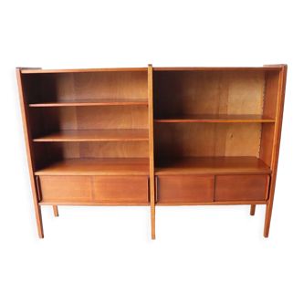 Vintage bookcase with 1960 wooden shelves