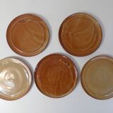 5 vintage signed stoneware flat plates