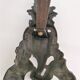 Pair of bronze andirons with black patina, 19th century, female caryatids