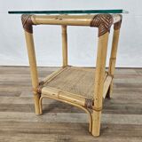 Wicker coffee table with glass top